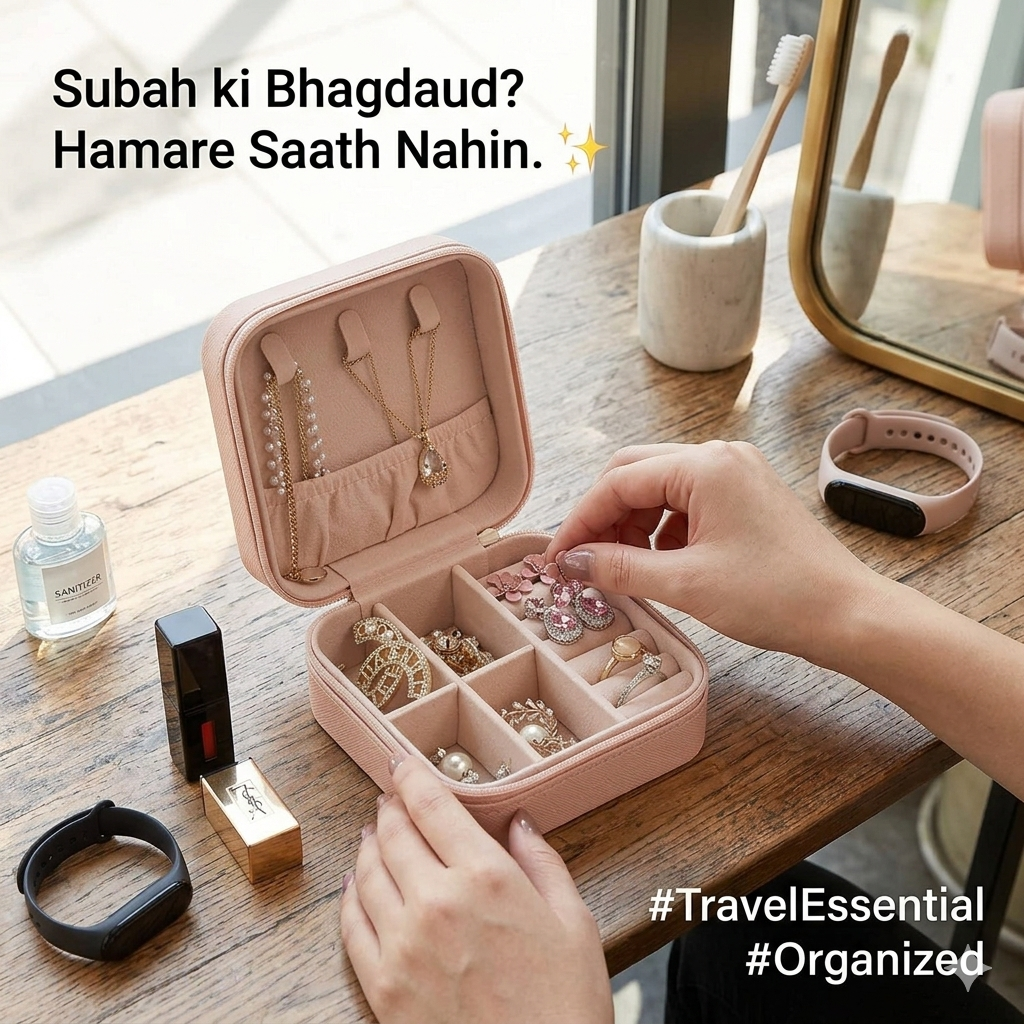 Leather Small Jewelry Box, Travel Portable Jewelry Case For Ring, Pendant, Earring, Necklace, Bracelet