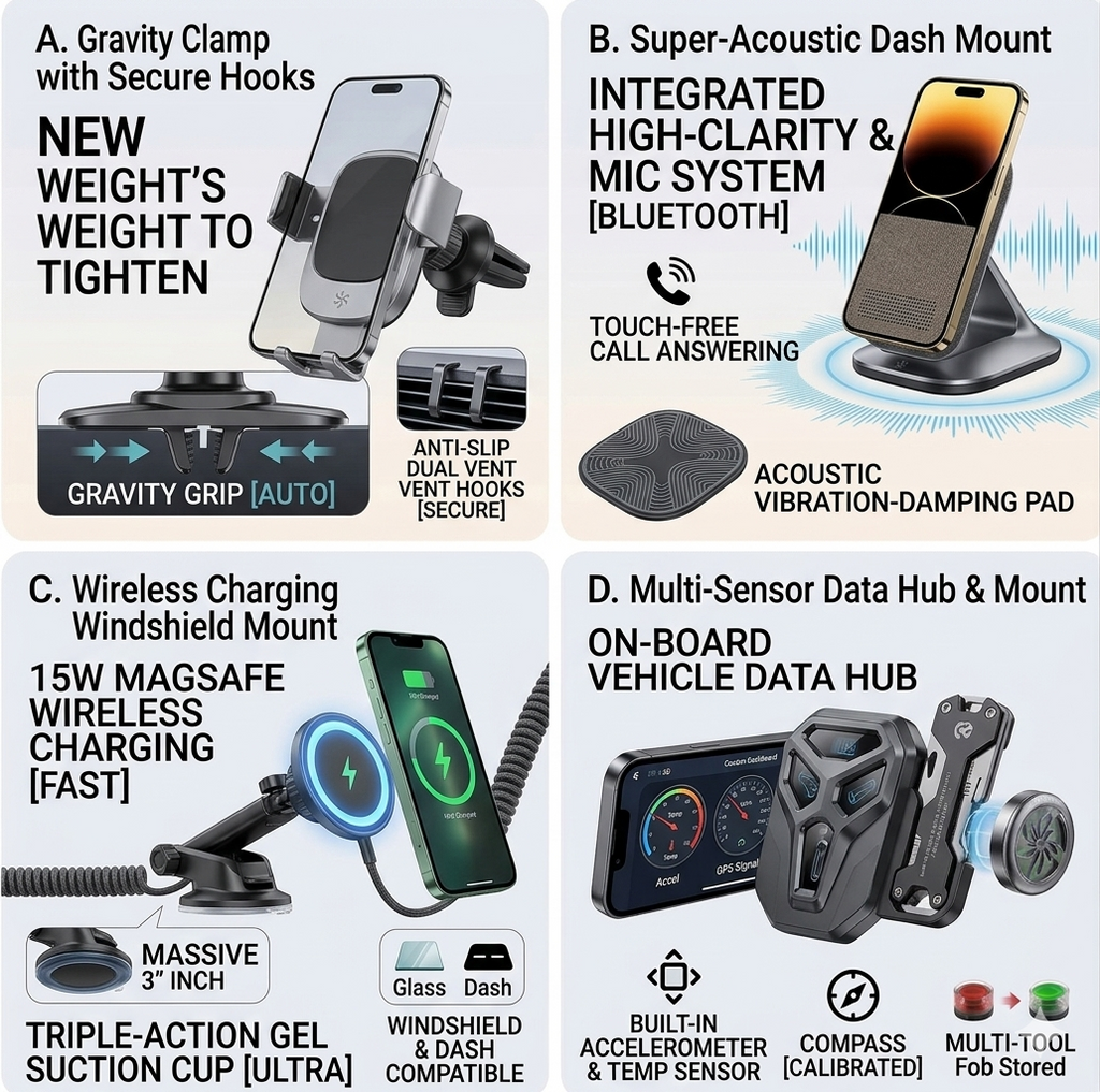 Car Dashboard Phone Holder 360° Vacuum Magnetic Phone Stand